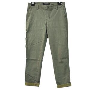 Liverpool Los Angeles Olive Green Boyfriend Cut Soft Khaki Pants  Cuffed Ankle